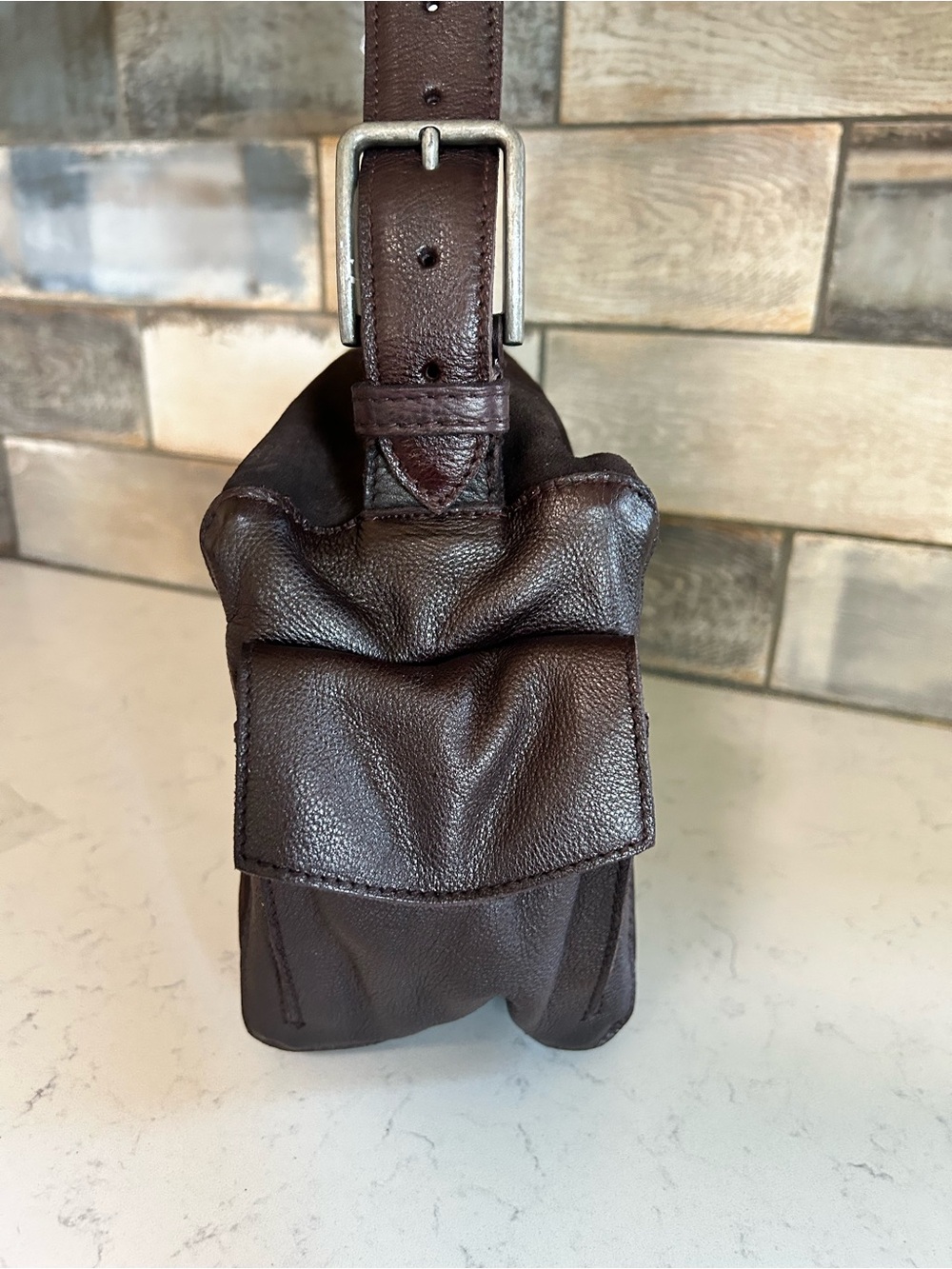 NWT Free People Suede Boxy Shoulder Bag in Espresso With Included Charm - Picture 9 of 16